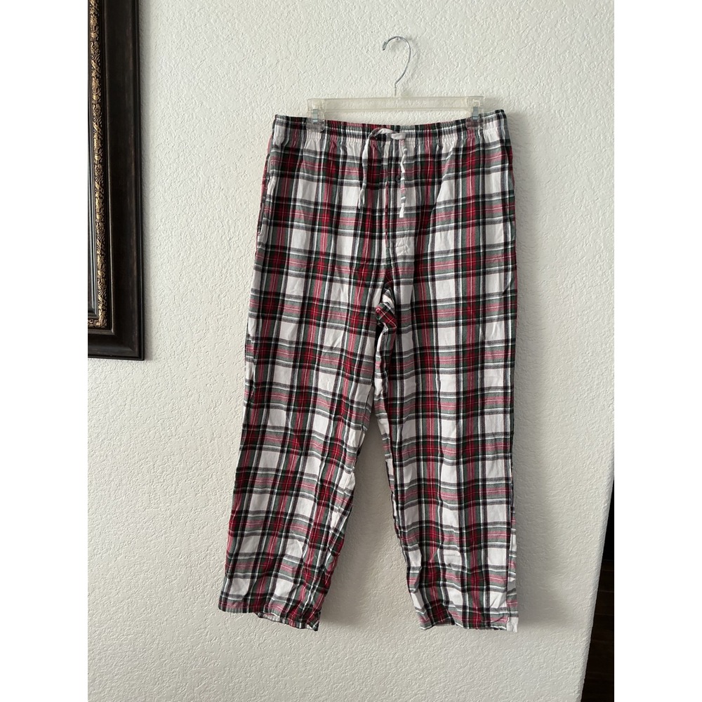 Old Navy Pajama Pants L Red Green White Holiday Plaid‎ Cotton Lounge Bottoms